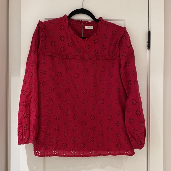 J. Crew Pink Eyelet Long Sleeve - Picture 3 of 15